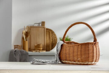 Items on a table in a sunny kitchen on a spring day 