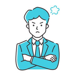 若いサラリーマン_線画_怒り