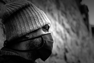 Young street gang with mask