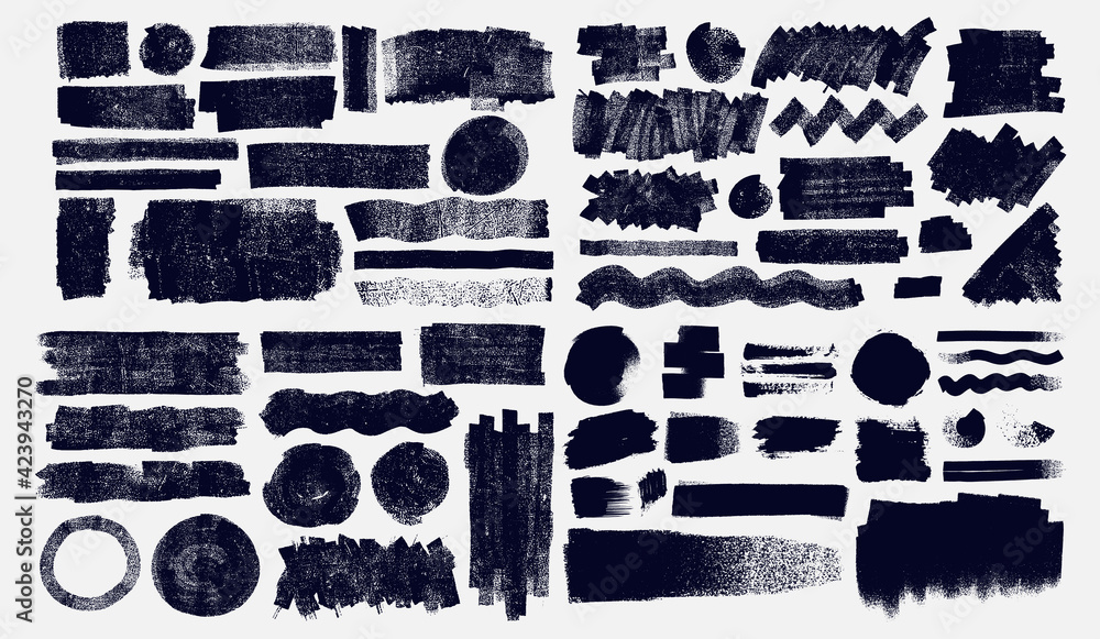 Fototapete big set of grunge elements for social media. paintbrush, brush strokes templates. design rectangle t