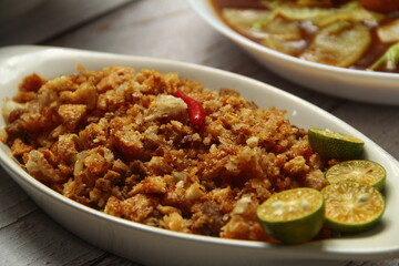 reshly cooked Filipino food called Pork Sisig