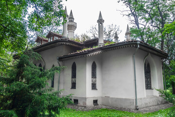 Kitchen building, part of Vorontsov house, located in ancient urban park Salgirka, Simferopol, Crimea. It's combining elements of Empire style and traditional Tatar architecture. Built in 1826