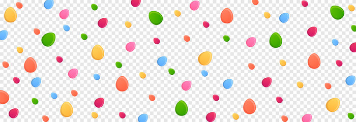 Vector image for Easter day. Easter eggs png, Easter background, template. Multi-colored eggs, holiday.