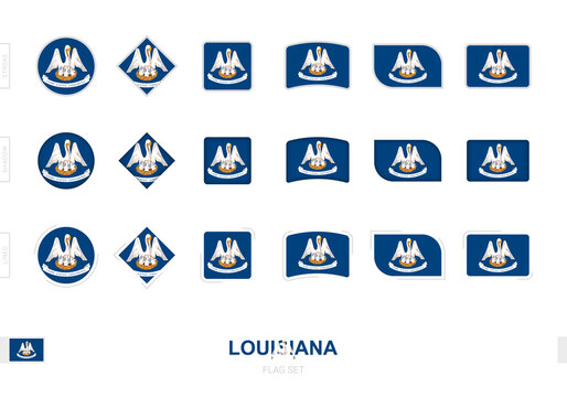 Louisiana flag set, simple flags of Louisiana with three different effects.