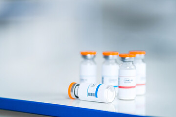 Safe vaccination against covidus 19. Ampoules with coronavirus vaccine