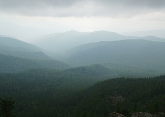 Top view beautiful landscape on the green hills