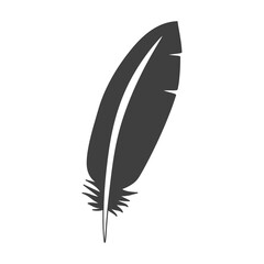 Feather flat icon. Pictogram for web. Line stroke. Isolated on white background. Vector eps10