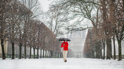 Jardin des Tuileries sur la neige