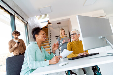 Group of business people working together in office