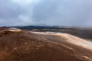 Leirhnjukur volcanic area and cold lava (Lake Myvatn - Krafla), Iceland, Europe