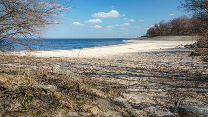 Sandy beach on the reservoir.