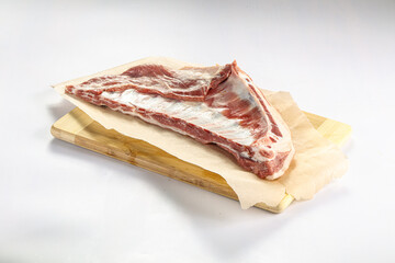 Raw lamb loin rack chop