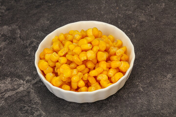 Sweet corn seeds in the bowl