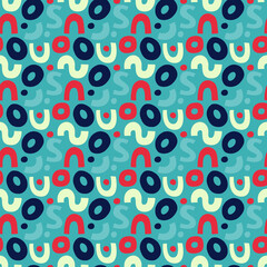 Seamless pattern in memphis style of green natural color.