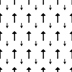 Simple seamless arrow pattern - doodle style. Hand drawn design - vector endless background