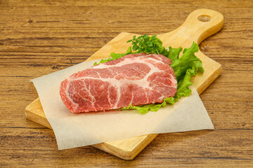 Raw pork meat neck steack