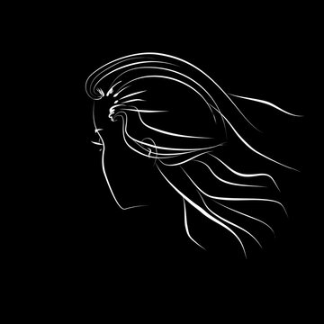 Portrait. The face of the girl. Monochrome.