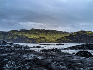 Fototapeta na wymiar Landscape from the Sólheimajökull Glacier, Iceland, Europe