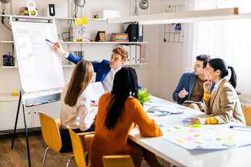 Obraz premium Business team working in a start-up office