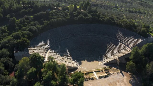 Aerial, Ancient Theater von Epidauros, Peloponnese, Greece