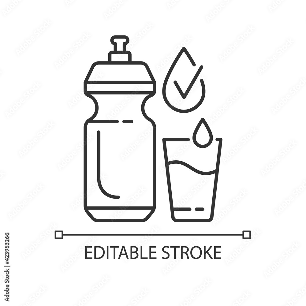 Poster drinking enough water linear icon. stay hydrated. refreshment from liquid intake. thin line customiz