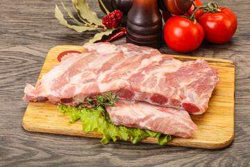 Raw pork ribs for cooking