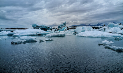 Jökulsárlón Glacial Lagoon with Icebergs, Southern Coast of Iceland, Europe