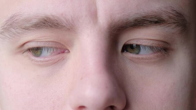 Gymnastics for the eyes. A man performs an exercise to improve vision