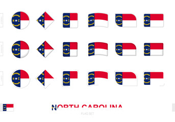 North Carolina flag set, simple flags of North Carolina with three different effects.