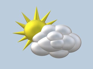 3d representation weather cloud and sun