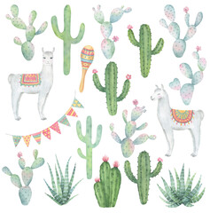 Llamas and Cactuses Set