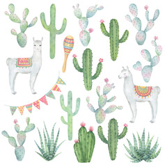 Llamas and Cactuses Set