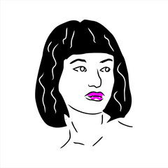 Abstract simple line women Face art. Trend desaign 2021. vector ilustration for T-shirt.