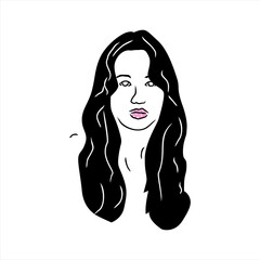 Abstract simple line women Face art. Trend desaign 2021. vector ilustration for T-shirt.