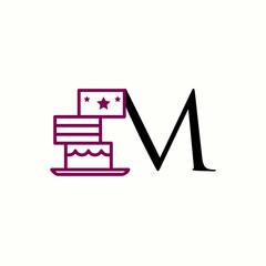 logo letter m with icon cake vector design	