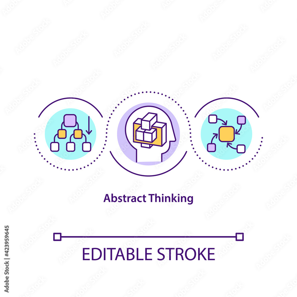 Poster abstract thinking concept icon. soft skills. ability for analysis and decision making. problem solvi