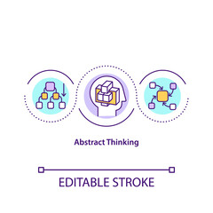 Abstract thinking concept icon. Soft skills. Ability for analysis and decision making. Problem solving idea thin line illustration. Vector isolated outline RGB color drawing. Editable stroke
