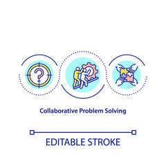 Collaborative problem solving concept icon. Team work. Efficiency, productivity at job. Creative thinking idea thin line illustration. Vector isolated outline RGB color drawing. Editable stroke