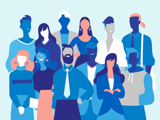 Squadra di giovani professionisti di successo fatta di uomini e donne