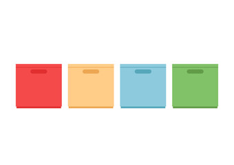 Multi color paper box set. Paper box vector on white background.