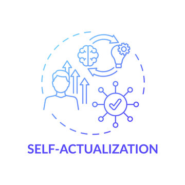Self actualization blue gradient concept icon. Realizing personal potential. Self development and self fulfilment idea thin line illustration. Vector isolated outline RGB color drawing