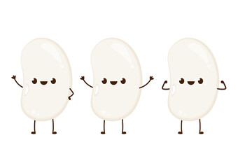 White kidney beans character design. White kidney beans vector.