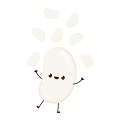 White kidney beans character design. White kidney beans vector.