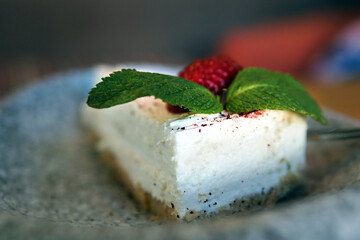 Cake with fresh berries and mint