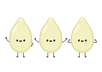 Pumpkin seed character design. Pumpkin seed on white background.