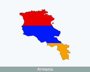 Armenian Map Flag. Map of Armenia with the national flag of Armenia isolated on white background. Vector illustration.