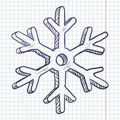 Vector Blue Sketch Illustration - Snowflake