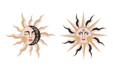 Vector illustration of sun. The illustration is isolated.