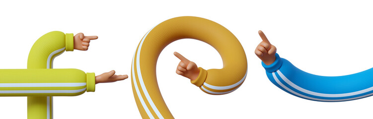 3d render, set of cartoon character hands, clip art isolated on white background. Assorted gestures. © NeoLeo