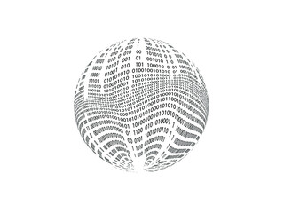 Big data futuristic design . Digital visualization . Particles stream . Binary background . Technology information concept. Flow lines . Vector sphere .